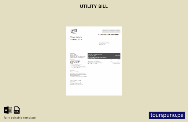 listo para imprimir plantilla de word   factura de servicios públicos de France 